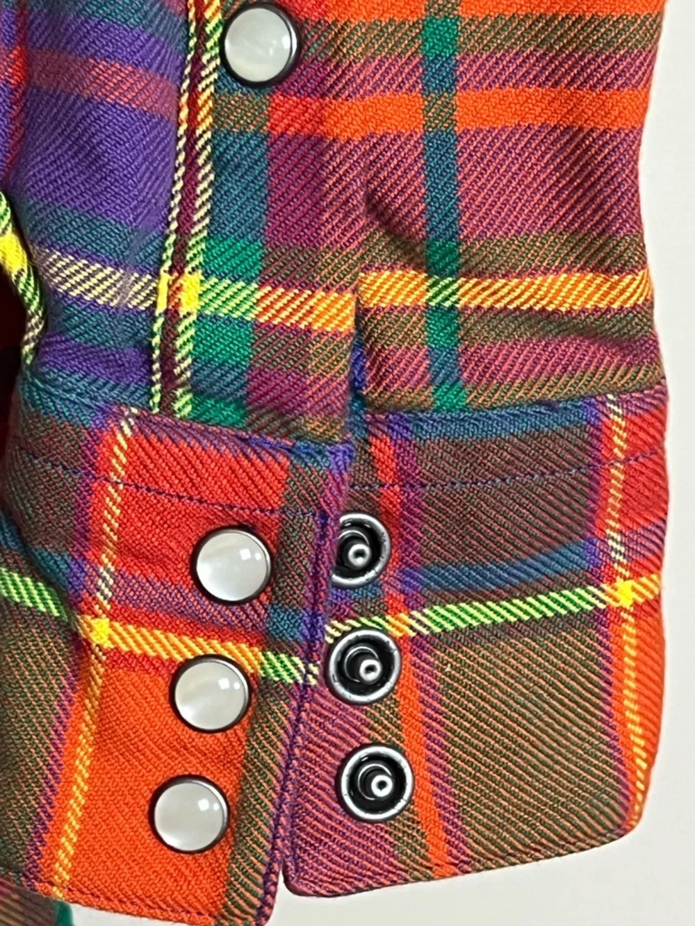 Vintage Ralph Lauren Western Shirt Snap Button Plaid Flannel Shirt Size 6 - Picture 3 of 10